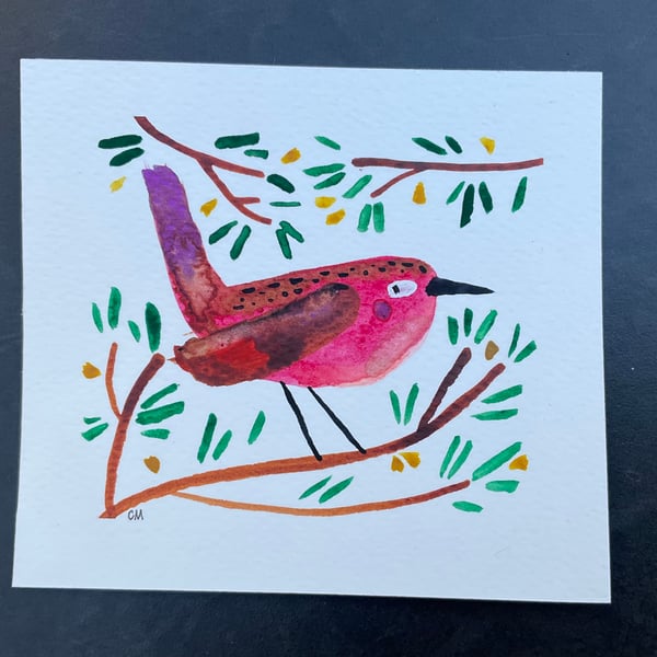 Little bird - original watercolour mini painting
