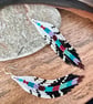 Colourful beadwork feather fringe earrings  - Image 5