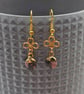 Handmade Dainty Pale Gold Pink Rhodonite Gemstone Dangle Earrings - Image 5