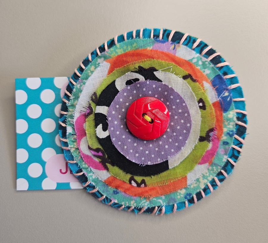 Blue rustic material brooch 