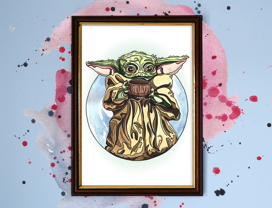 Baby Yoda - Star Wars Watercolour Print