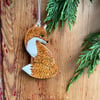 Ceramic fox decoration,hand made porcelain woodland animal wall decor.
