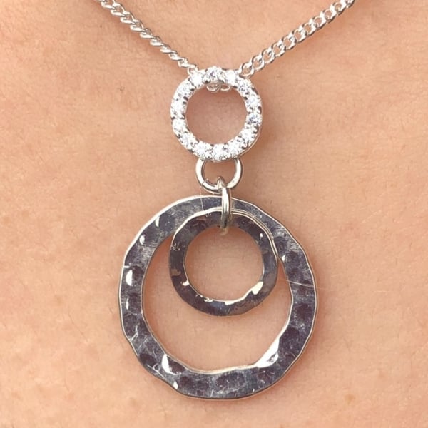 Sterling silver, stone set pendant