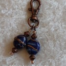 Beaded Copper Keyring Clip.