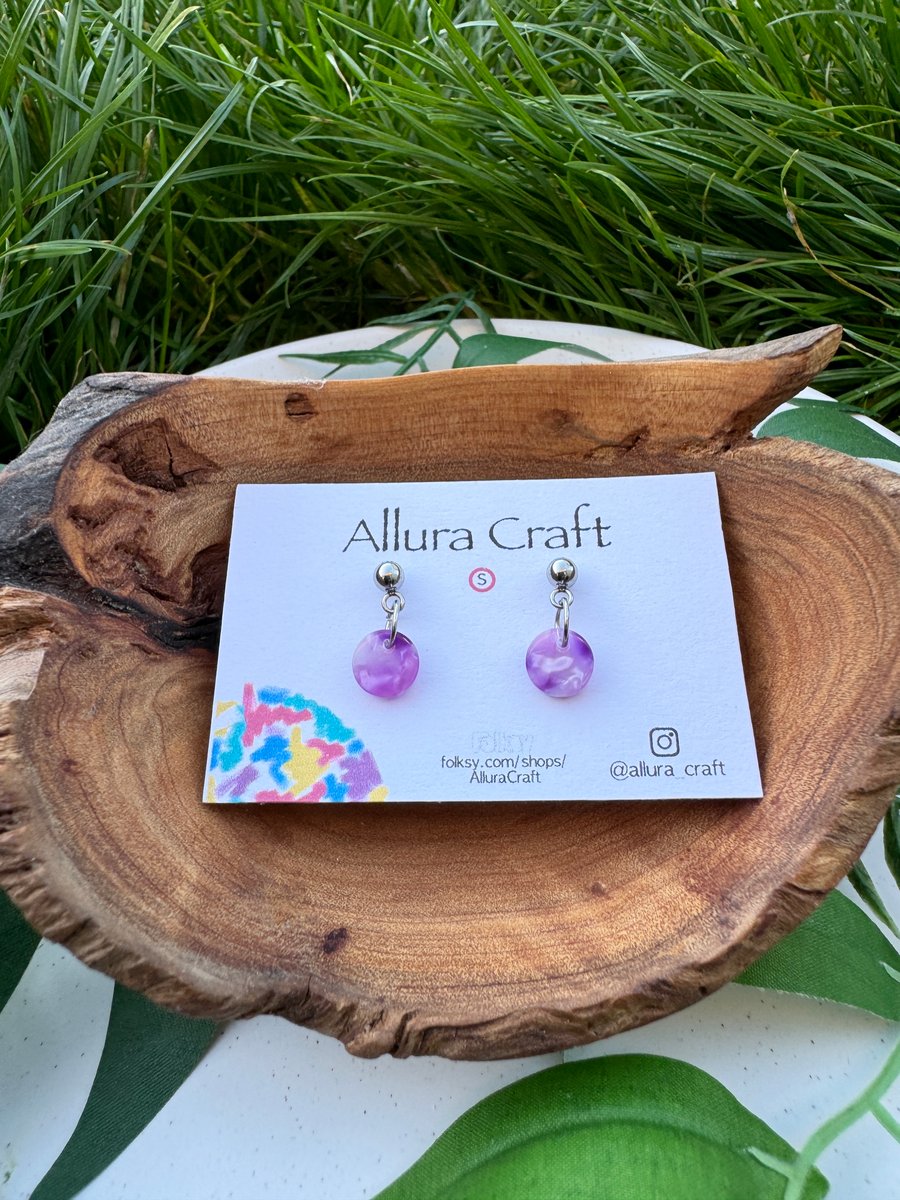 Purple lilac Pop Ball Stud Earrings