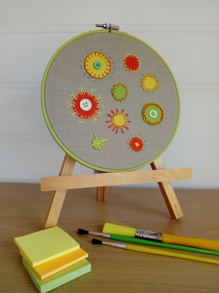 Abstract Circles - Embroidered Felt Textile Art