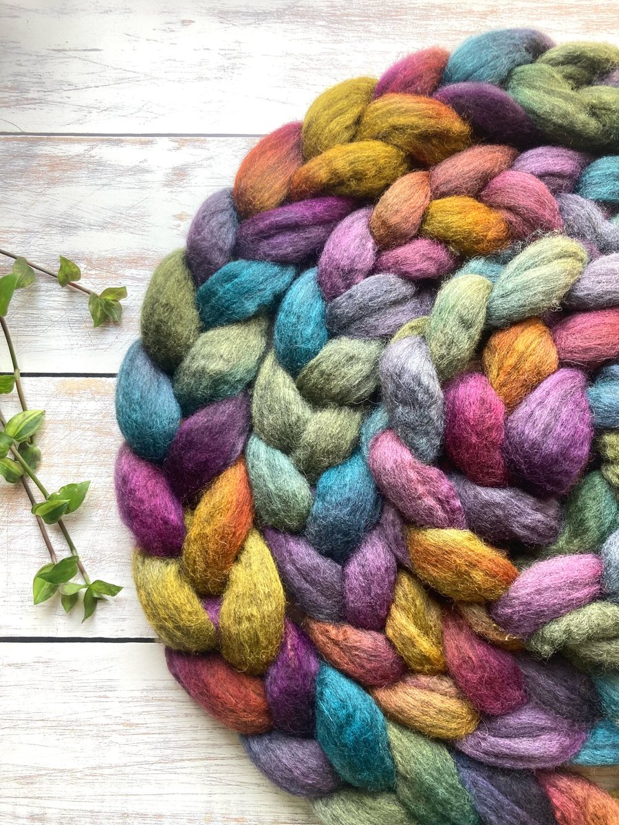 Grey BFL Spinning fibre 100g Fall Forest