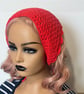 Cherry Red Crochet Hair Bandana - Cotton Triangle Headband - Image 2
