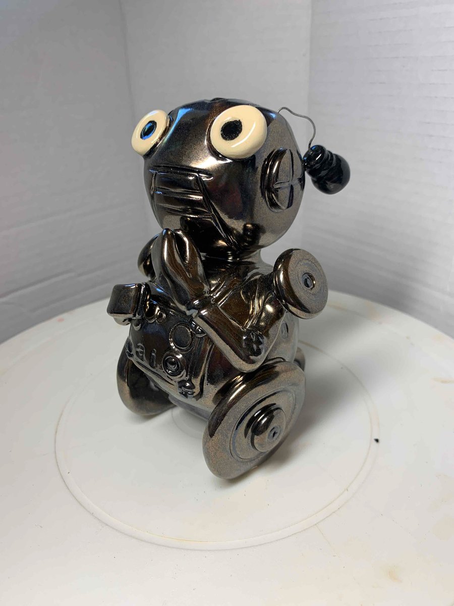 Quirky charming one off ceramic robot 