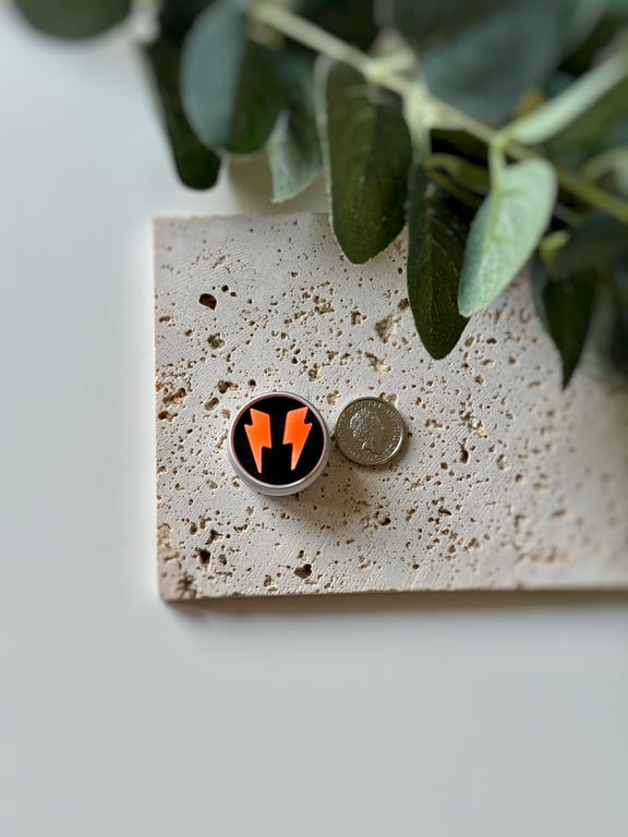 Lightning Bolt Mini Earrings - Neon Orange