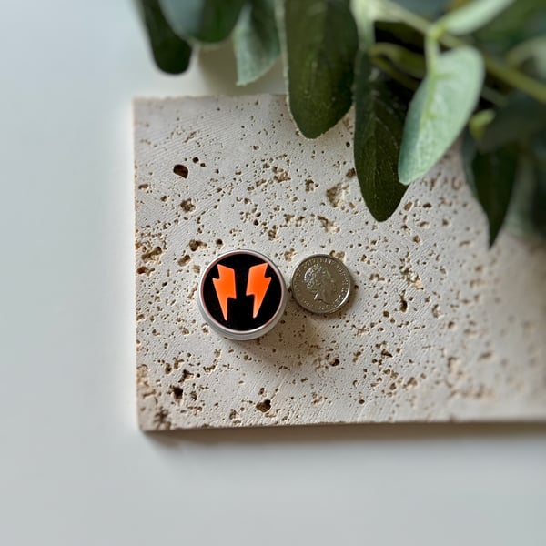Lightning Bolt Mini Earrings - Neon Orange