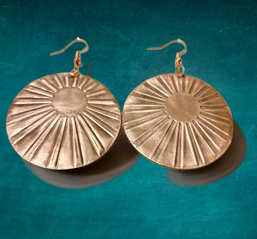 Copper Embossed Oxidised Earrings, 7 Yr Wedding Anniversary, Mother’s day