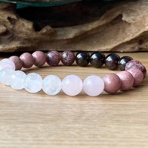 Healing Heart  Bracelet, Soothing Heartbreak and Self-love Gemstones