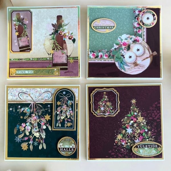 Set of four luxury Christmas cards
