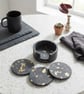 Black & Gold Leaf Eco-Resin Coaster Set - Image 3