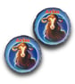 Aries Star Sign Round Rock Slate Coasters Set Of 2. Birthday Christmas Coaster - Image 1