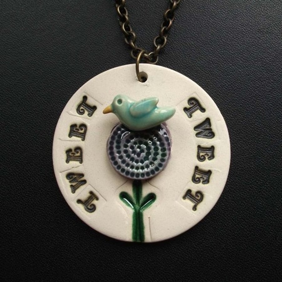 ceramic bird necklace
