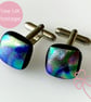 Dichroic Patterned Fused Glass Cuff Links - Image 1