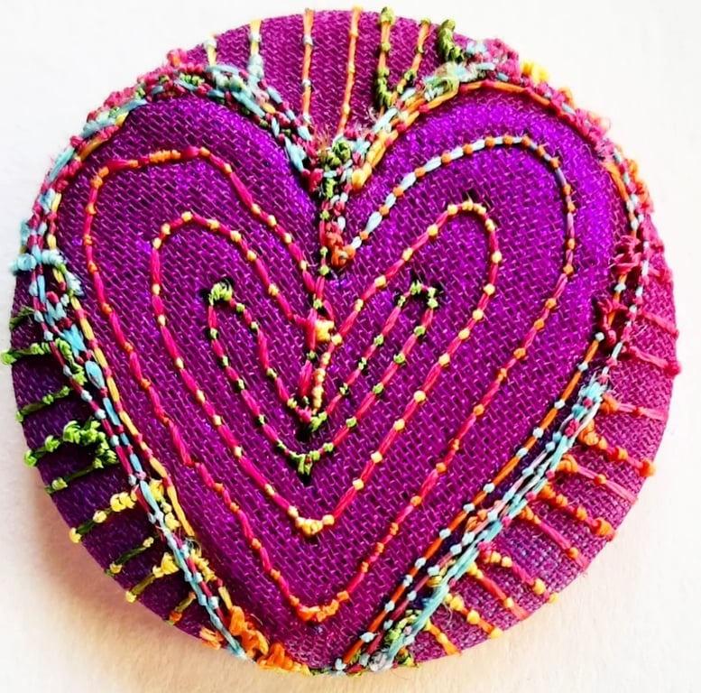 Buttons 1 inch button Hand Dyed Silks and Cottons Free Machine Embroidery Button