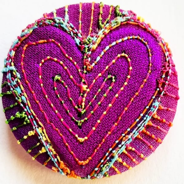 Buttons 1 inch button Hand Dyed Silks and Cottons Free Machine Embroidery Button