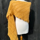 Egg yolk yellow merino wool asymmetrical oversized scarf wrap shawl 