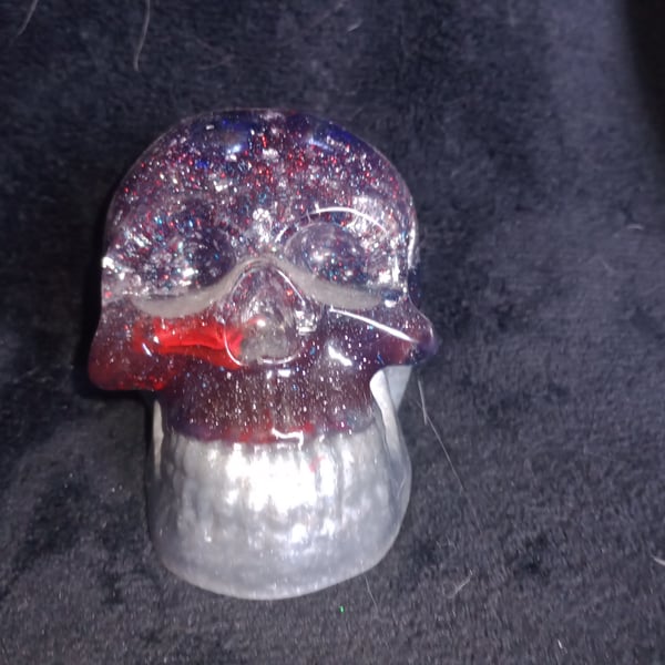Handmade Gothic Resin Skull Layered Glittery Ornament 3 Variants