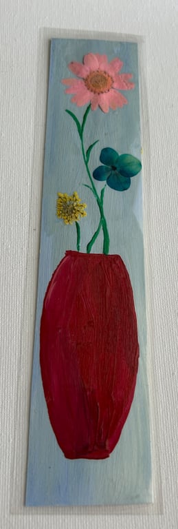 Handmade bookmark  original floral artwork handmade double sided 