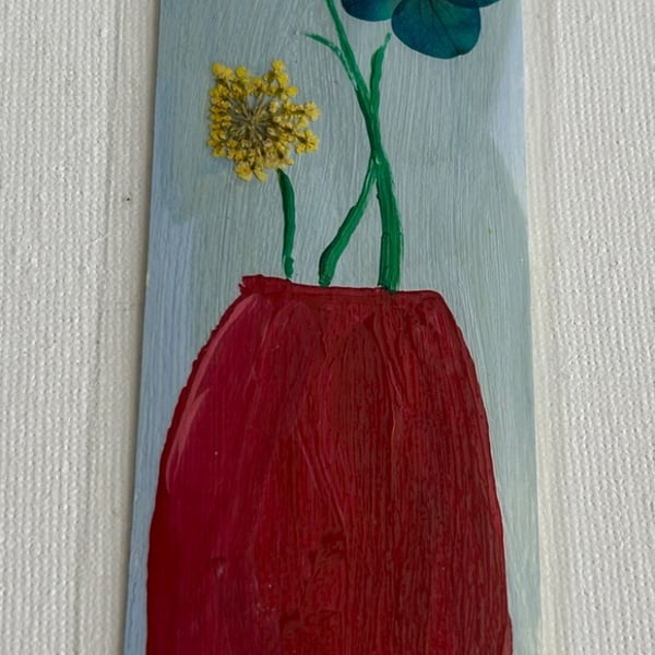Handmade bookmark  original floral artwork handmade double sided 