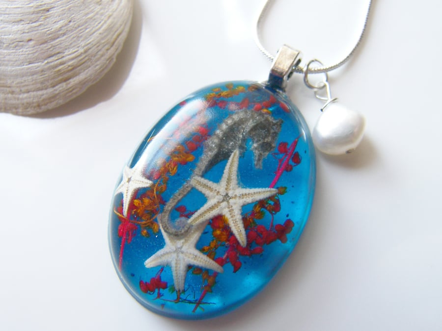 Real Seahorse Pendant - Mermaid Necklace - UNDER THE SEA