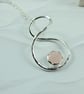 Rose Quartz Necklace, Sterling Silver Twisted Infinty Loop Pendant - Image 4