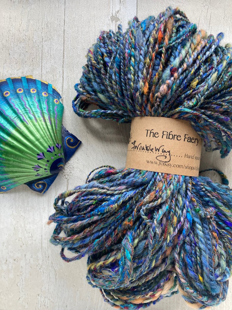 Hand spun art yarn Twinklewing 70g