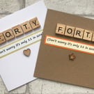 Handmade 40th Birthday Card, Scrabble Tile Design