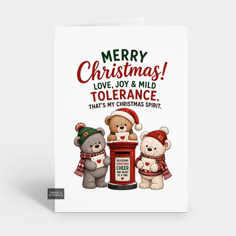 Funny Christmas Card For Him Or Her - Love Joy Bears