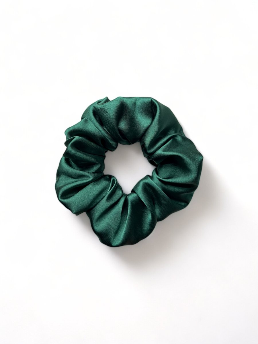 Emerald Green Satin Scrunchie - Large