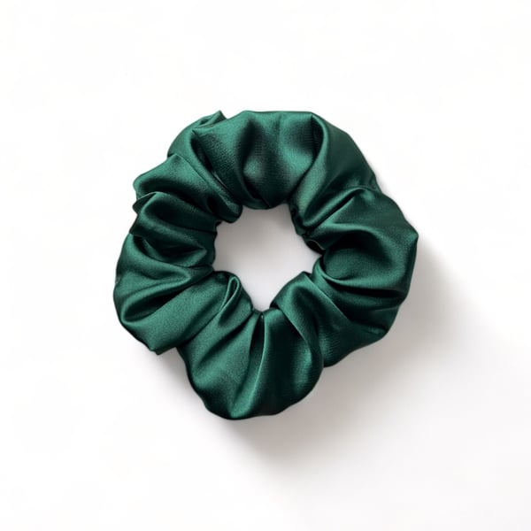 Emerald Green Satin Scrunchie - Large