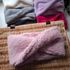 Pink Sherpa Fleece Twist Snood   Neckwarmer