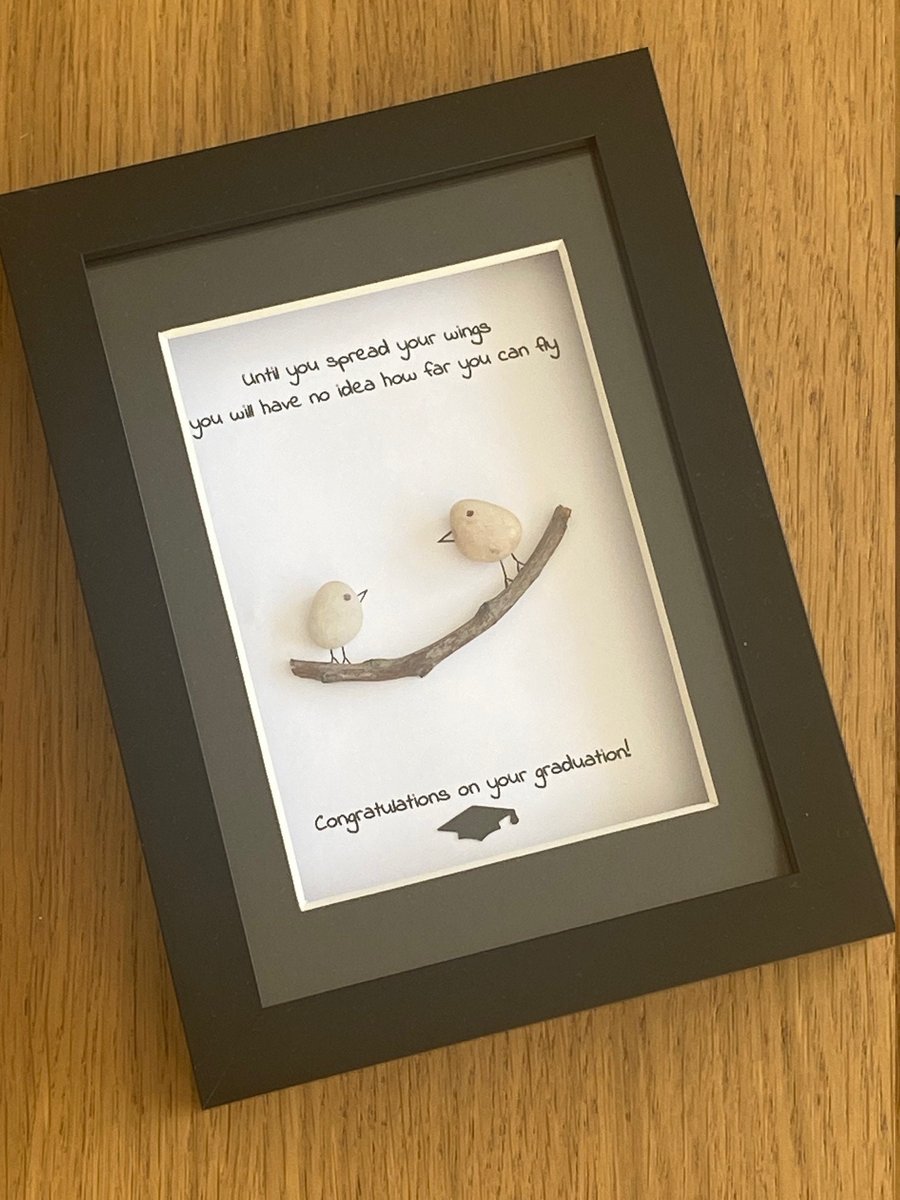 Graduation Pebble Picture, Personalised Graduation Gift, Pebble Picture, Congrat