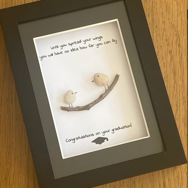 Graduation Pebble Picture, Personalised Graduation Gift, Pebble Picture, Congrat