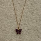 Prince - deep plum acrylic butterfly necklace in gold