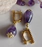 Teardrop amethyst dangle earrings, handmade gift for her - Image 3