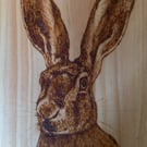 Pyrography large & long Hare wooden board hanging decoration or chopping board