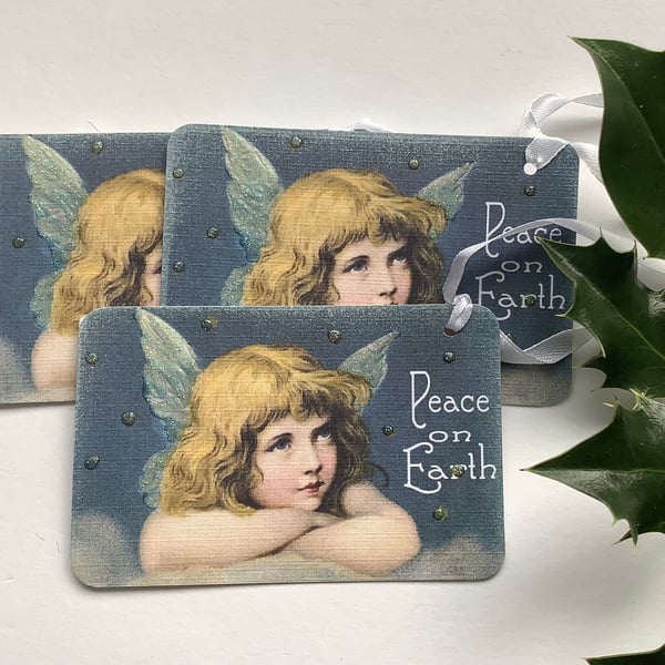 CHRISTMAS GIFT TAGS ( set of 3) ' Angel Child'. Vintage-style..ready to ship..