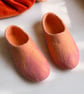 Salmon Hand Felted Merino Wool Slippers Clogs - Image 4