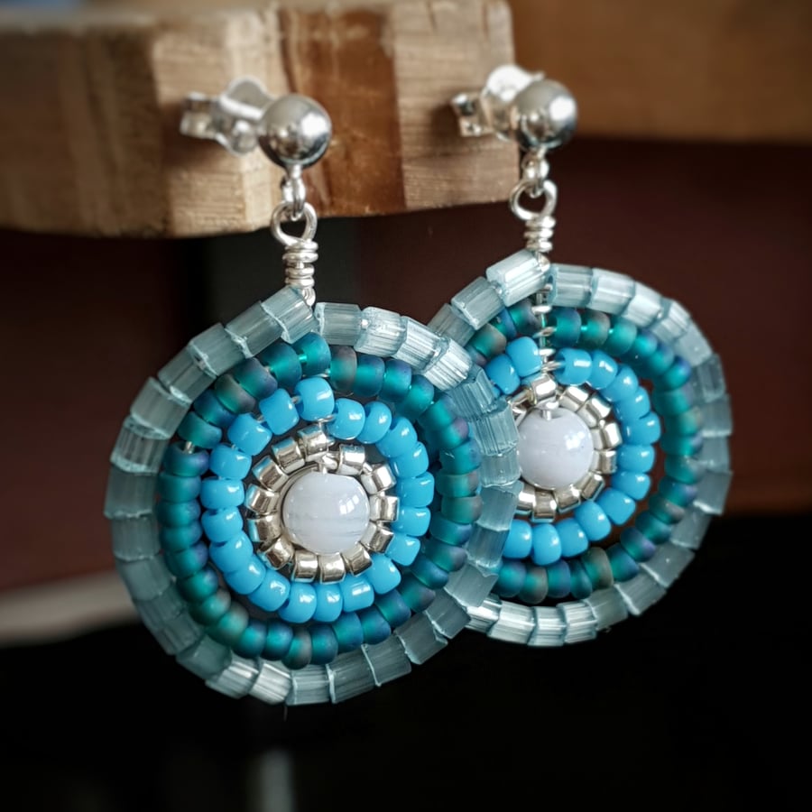 Blue Round Drop Earrings from my Peacock range