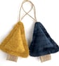 Mini Christmas Tree Hanging Christmas Decoration Duo, Golden Yellow & Navy Blue - Image 4
