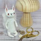 Spun Cotton White Squirrel Miniature Art Doll