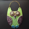 Green Owl ceramic hanging decoration 