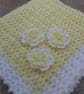 New born baby girl crochet blanket and hat with flowers and pearls - Image 10