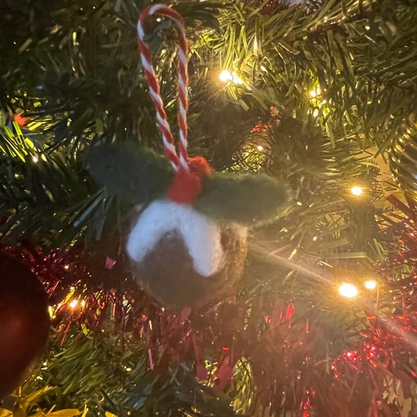 Christmas Pudding Needle Felted Decoration