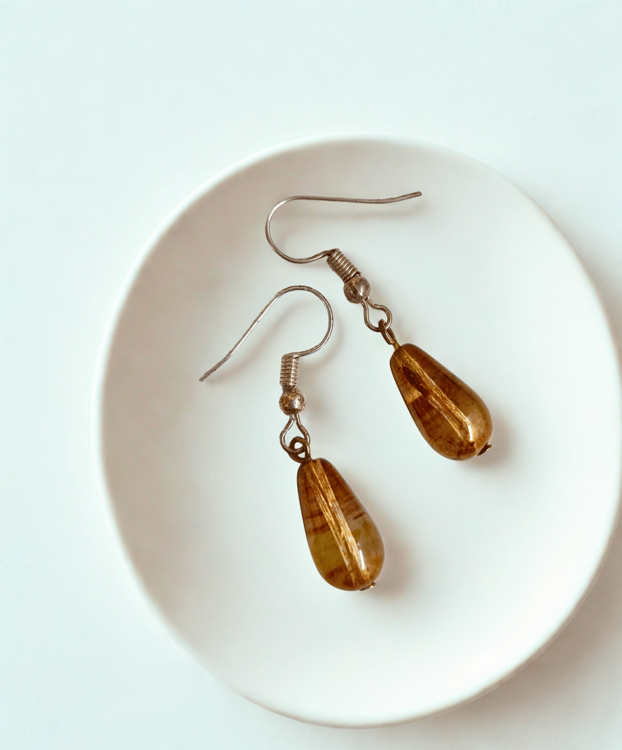 Smoky Honey Drop Earrings